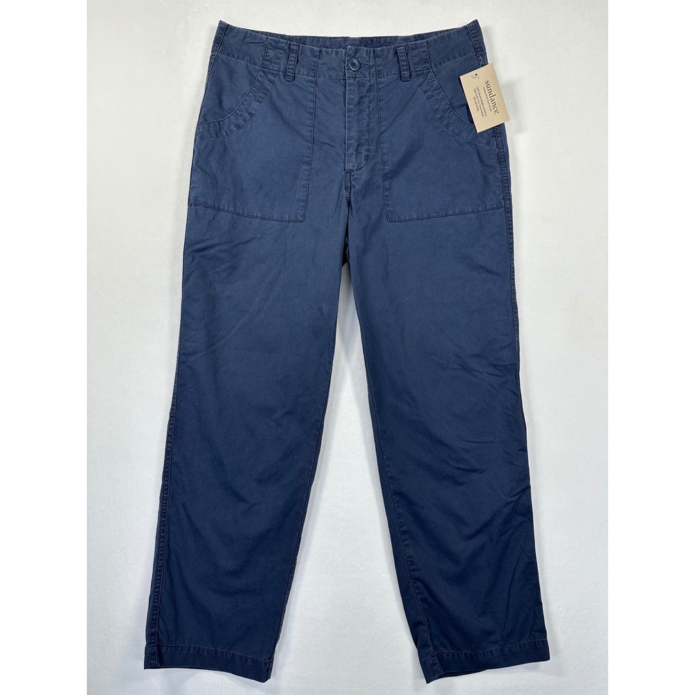 NWT Sundance Cropped Pants Sz 10 Navy Blue Utility Straight Leg Lightweight